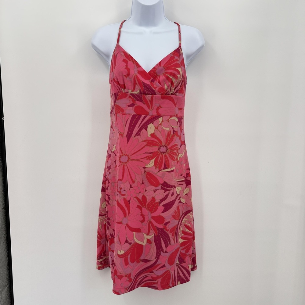 Express Dress Womens Sz 6 Y2K Fairy Criss Cross Back Floral Summer Slip Satin
